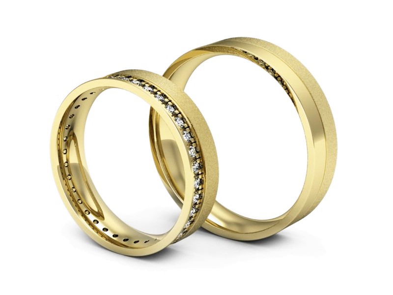 Obrączki z diamentami z żółtego złota 585 - P50150T201zms — zdjęcie 3