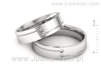 Obrączki ślubne obraczki z diamentami nowoczesne białe 585 - P50150T203b- 2