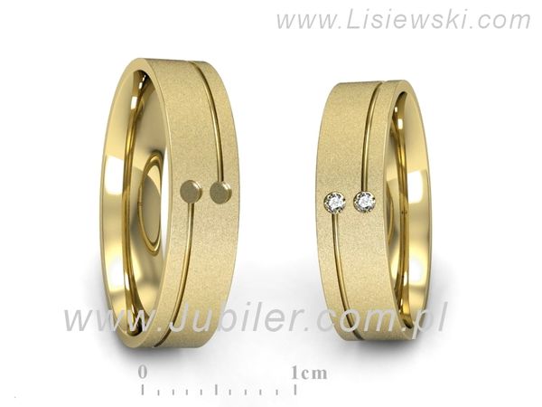 Obrączki ślubne obrączki z diamentami z żółtego złota 585 - P50150T203zms- 1
