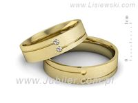 Obrączki ślubne obrączki z diamentami z żółtego złota 585 - P50150T203zms- 2