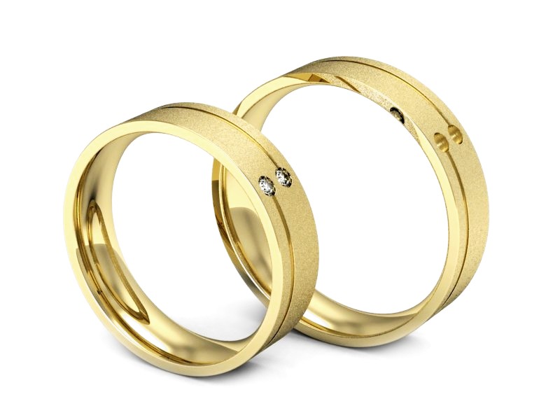 Obrączki z diamentami z żółtego złota 585 - P50150T203zms — zdjęcie 3