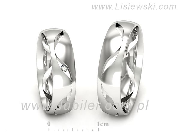 Obrączki ślubne obraczki z diamentem złote białe złoto 585 - P50150T204b- 1