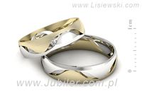 Obrączki ślubne obrączki z diamentem białe i żółte złoto - P50150T204bzmp- 2