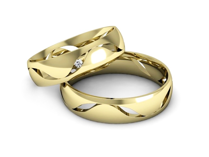 Obrączki z diamentem złote żółte złoto 14k - P50150T204z — zdjęcie 2