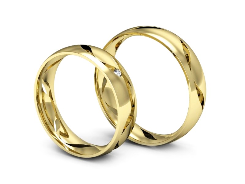 Obrączki z diamentem złote żółte złoto 14k - P50150T204z — zdjęcie 3