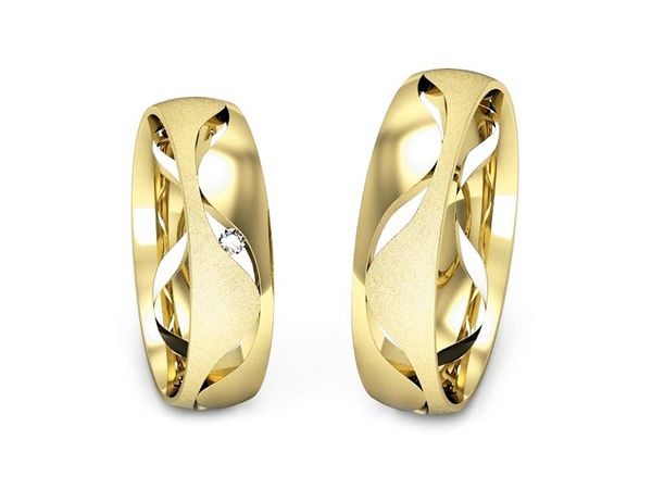 Obrączki ślubne z diamentem nowoczesne żółte złoto 585 - P50150T204zms- 1