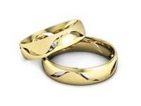 Obrączki ślubne z diamentem nowoczesne żółte złoto 585 - P50150T204zms- 2