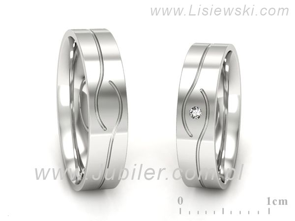 Obrączki ślubne obraczki z diamentem złote białe złoto 585 - P50150T206b- 1