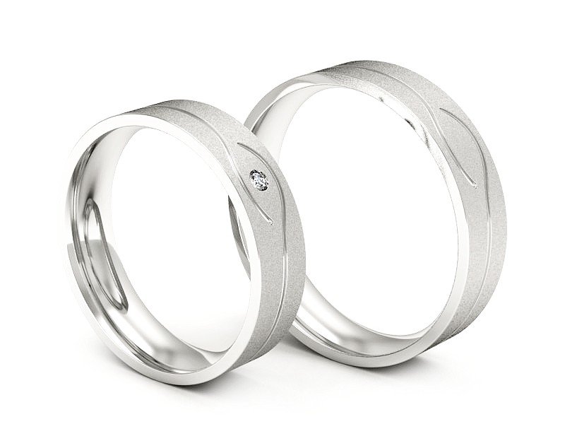 Obrączki z diamentem złote białe złoto 585 - P50150T206bms — zdjęcie 3