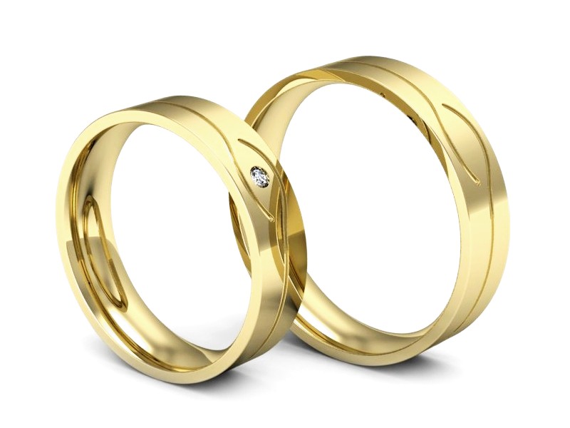 Obrączki z diamentem złote żółte złoto 14k - P50150T206z — zdjęcie 3