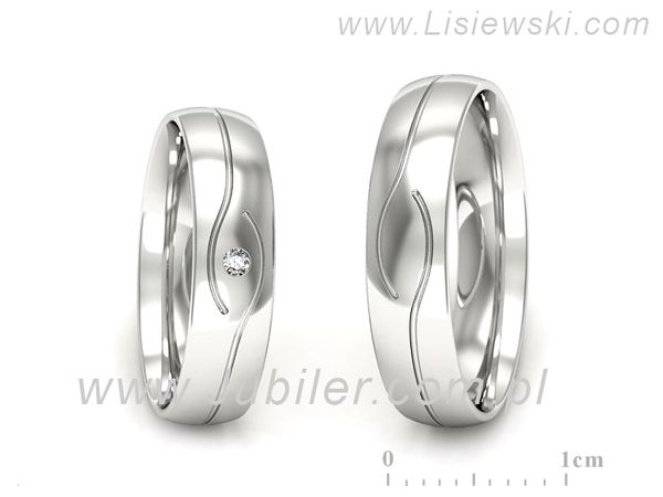 Obrączki ślubne obraczki z diamentem złote białe złoto 585 - P50150T207b- 1