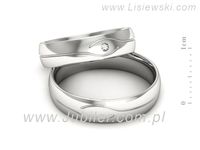Obrączki ślubne obraczki z diamentem złote białe złoto 585 - P50150T207b- 2
