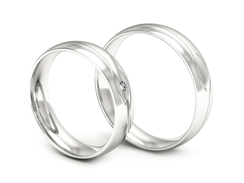 Złote Obrączki z diamentem białe złoto 585 - P50150T207b — zdjęcie 3