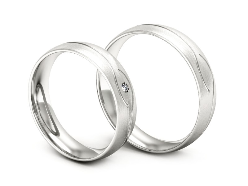 Obrączki z diamentem złote białe złoto 585 - P50150T207bmp — zdjęcie 3