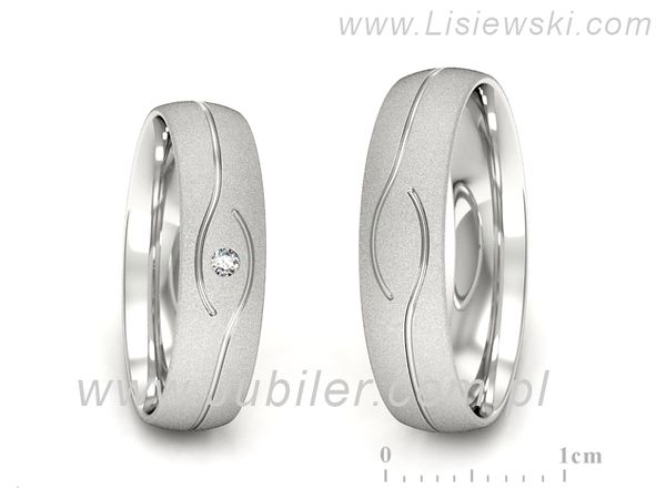 Obrączki ślubne obraczki z diamentem złote białe złoto 585 - P50150T207bms- 1