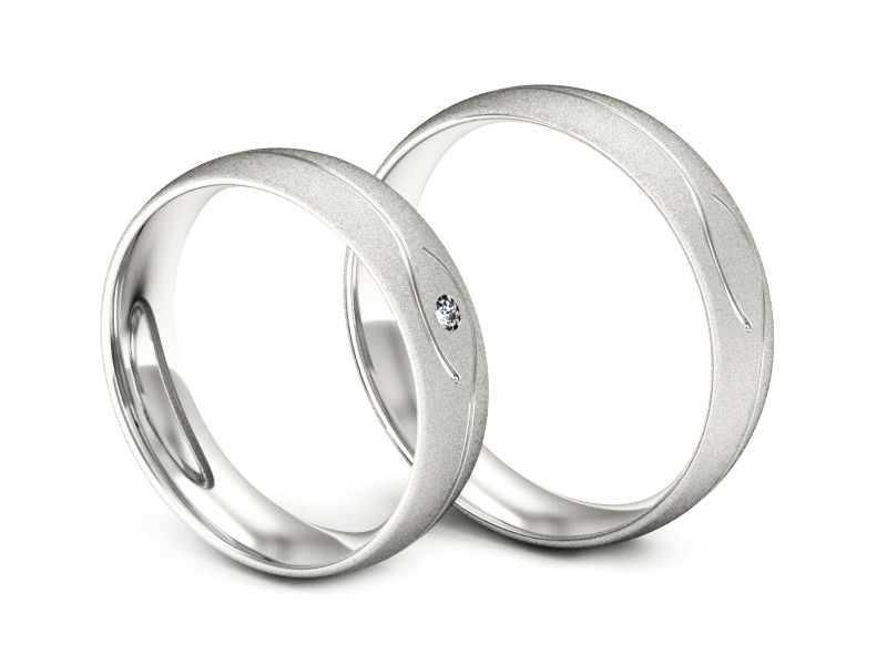 Obrączki z diamentem złote białe złoto 585 - P50150T207bms — zdjęcie 3