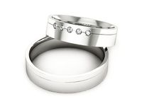 Obrączki ślubne obraczki z diamentami soczewka białe 585 - P50150T221b- 2