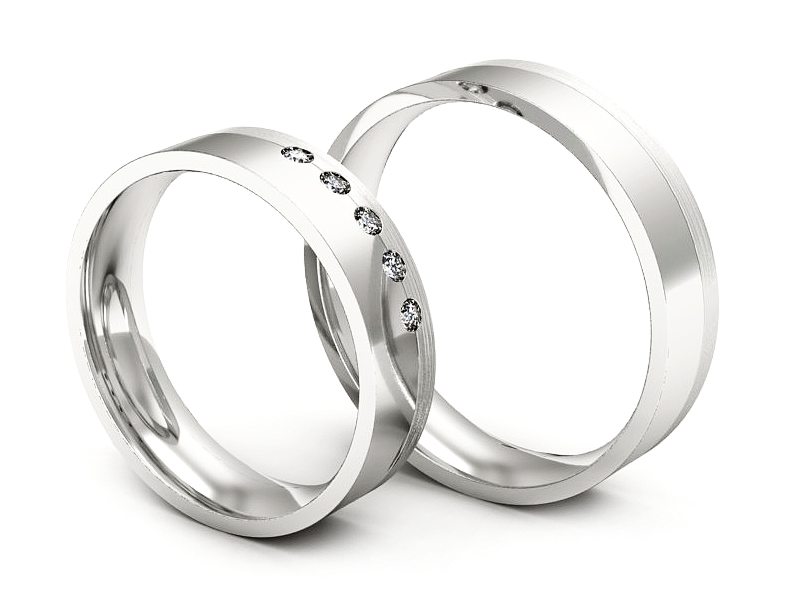 Obrączki z diamentami soczewka białe 585 - P50150T221bmp — zdjęcie 3