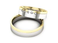 Obrączki ślubne obrączki z diamentami złote żółte białe 14k - P50150T221bz- 2