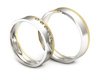 Obrączki ślubne obrączki z diamentami złote żółte białe 14k - P50150T221bzms- 3
