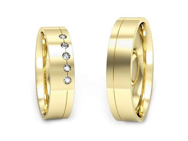 Obrączki ślubne obraczki z diamentami złote żółte złoto 14k - P50150T221z- 1