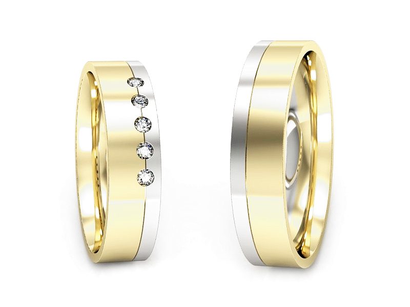 Obrączki z diamentami dwukolorowe złoto 585 - P50150T221zb - 1
