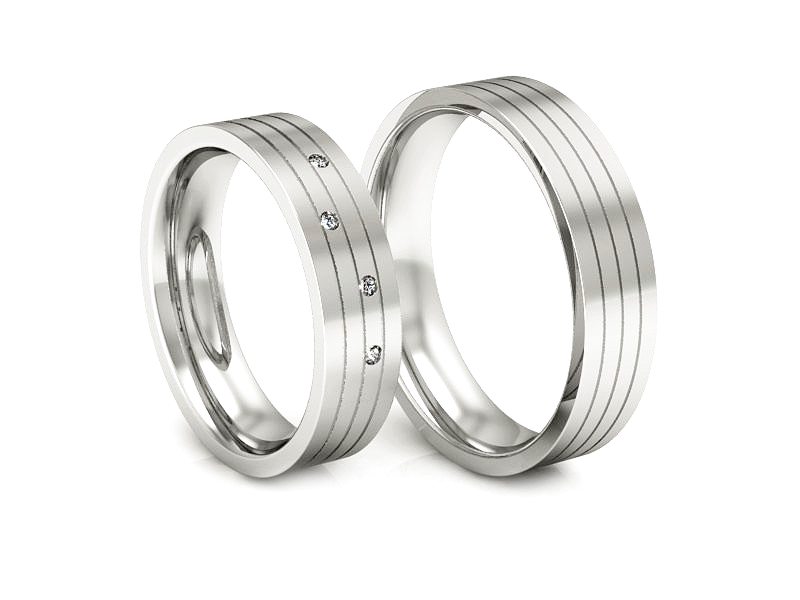 Obrączki z diamentami nowoczesne białe 585 - P50150T71B