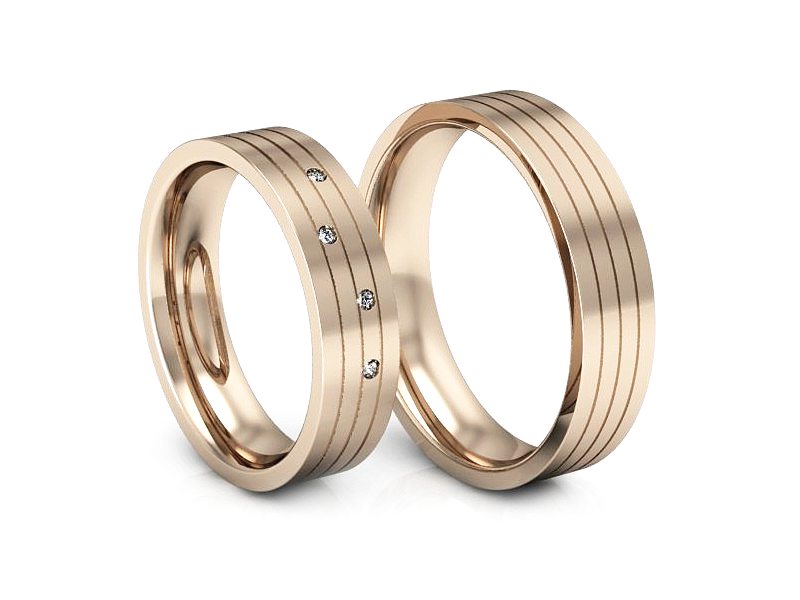 Obrączki zlote z diamentami różowe złoto 585 - P50150T71c — zdjęcie 3