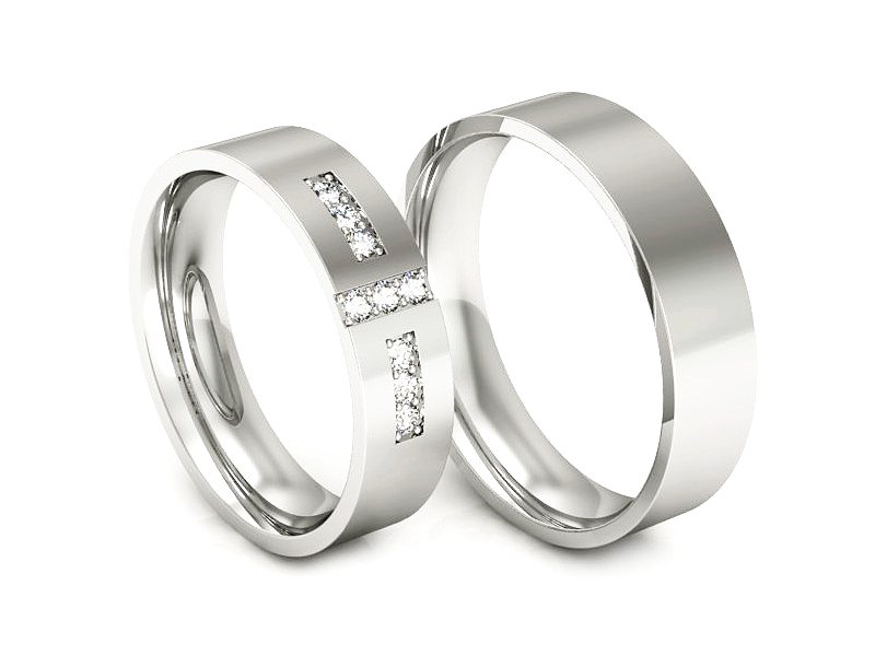 Złote Obrączki z brylantami białe złoto 585 - P50150T72B — zdjęcie 3