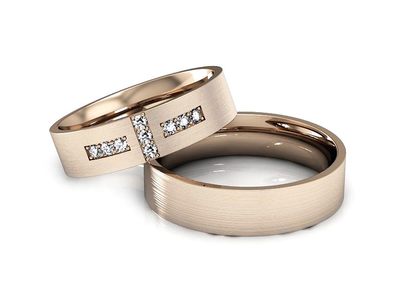 Obrączki z brylantami obrączki różowe złoto - P50150T72cmp — zdjęcie 2