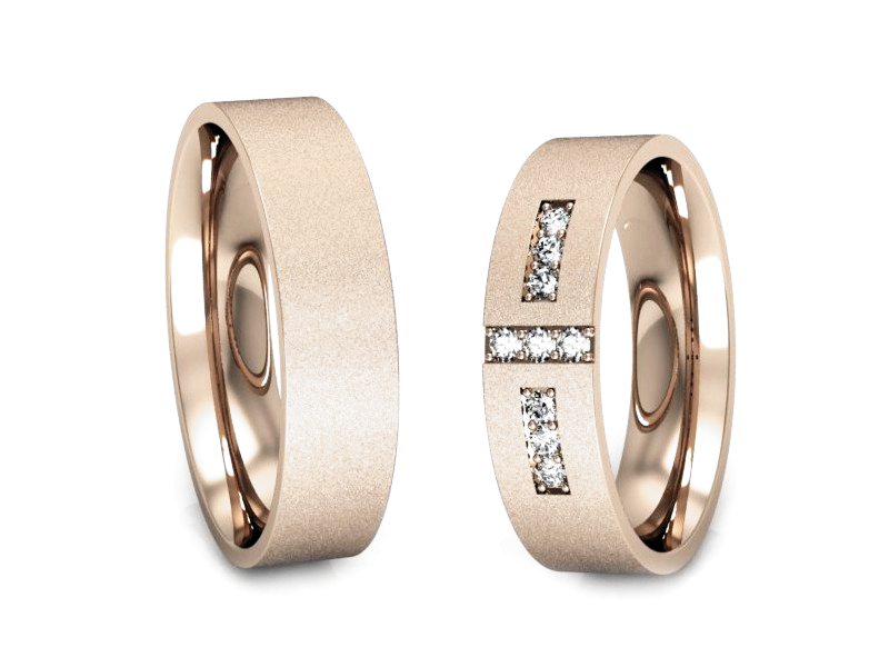 Obrączki zlote z diamentami różowe złoto 585 - P50150T72cms — zdjęcie 3