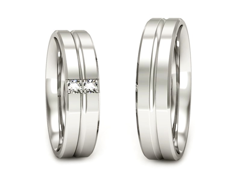 Złote Obrączki z brylantami białe złoto 585 - p50160110b — zdjęcie 3