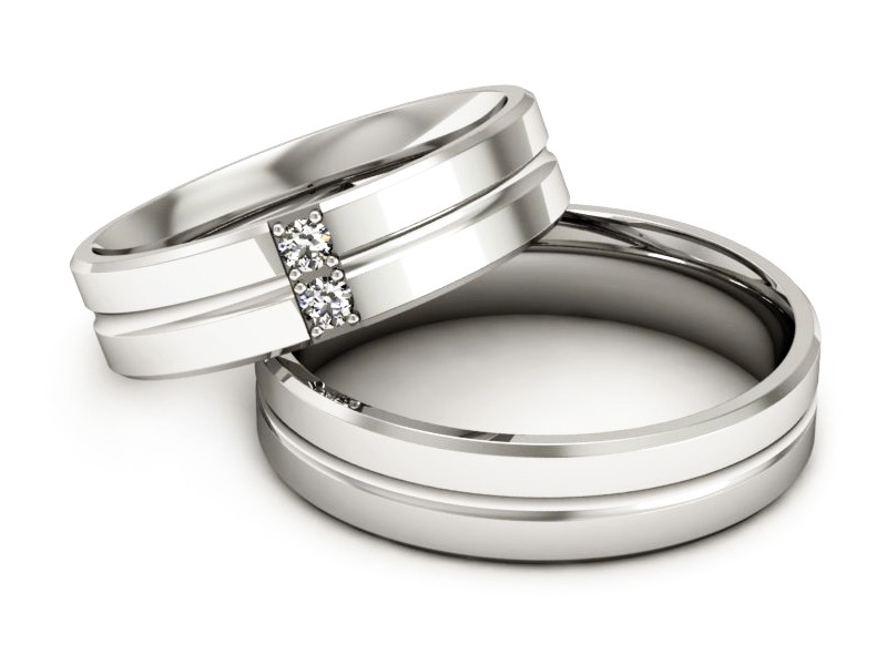 Złote Obrączki z brylantami białe złoto 585 - p50160110b — zdjęcie 2