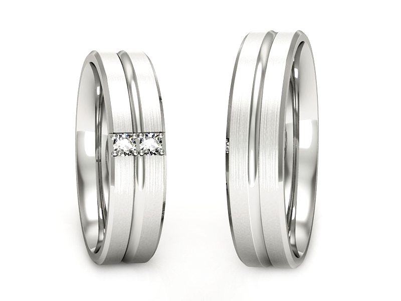 Złote Obrączki z brylantami białe złoto 585 - p50160110bm — zdjęcie 3