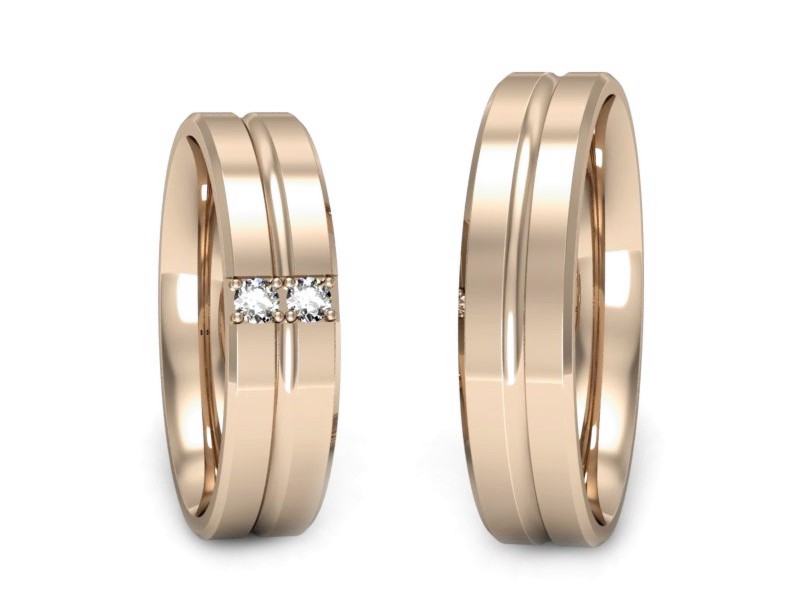 Obrączki z brylantami złote różowe złoto 585 - p50160110c — zdjęcie 3