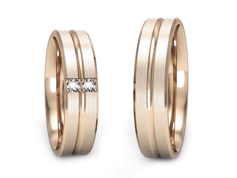 Obrączki z brylantami nowoczesne różowe 585 - p50160110cmp — zdjęcie 3
