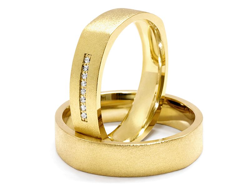 Obrączki z brylantami złote żółte złoto 585 - p50160351 — zdjęcie 3