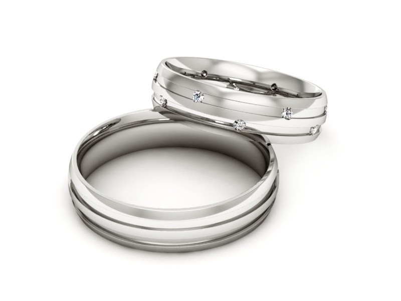 Obrączki z diamentami białe złoto 585 - P50160T177b — zdjęcie 2