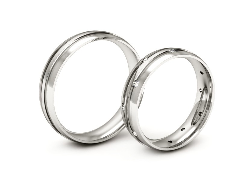 Obrączki z diamentami białe złoto 585 - P50160T177b — zdjęcie 3