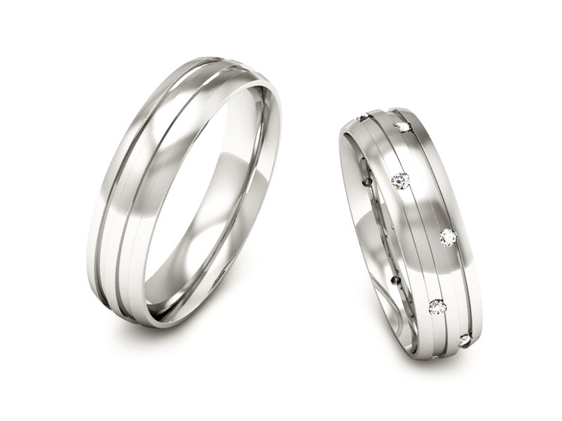 Obrączki z diamentami białe złoto 585 - P50160T177b