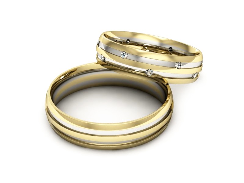 Złote Obrączki z diamentamizłoto dwukolorowe - P50160T177zb — zdjęcie 2