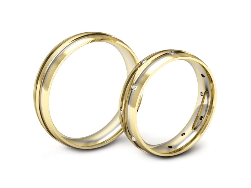 Złote Obrączki z diamentamizłoto dwukolorowe - P50160T177zb — zdjęcie 3