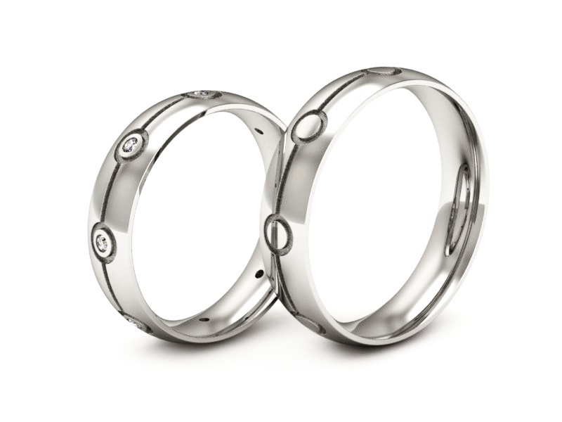 Złote Obrączki z brylantami białe złoto 585 - P50160T181b — zdjęcie 3