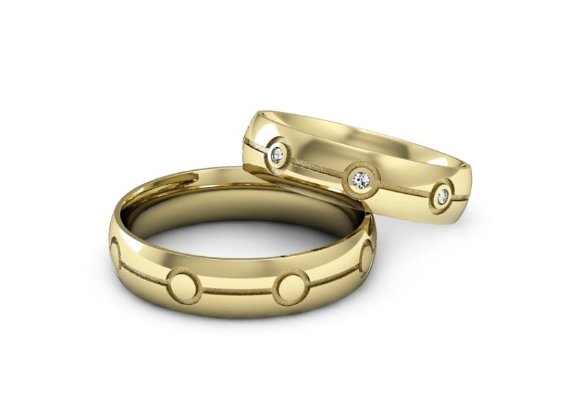 Złote Obrączki z brylantami obrączki złoto 14k - P50160T181z — zdjęcie 2