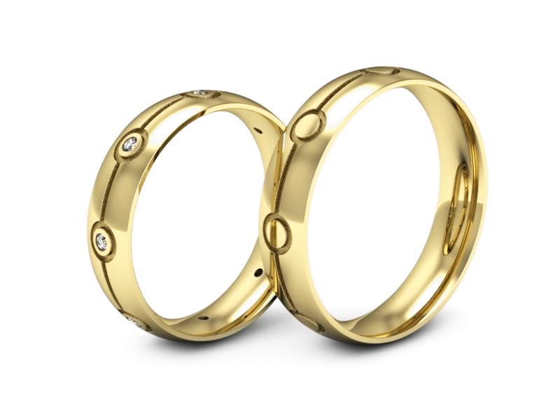 Złote Obrączki z brylantami obrączki złoto 14k - P50160T181z — zdjęcie 3