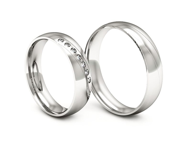 Obrączki z diamentami soczewkowe białe 585 - P50160T193b — zdjęcie 3