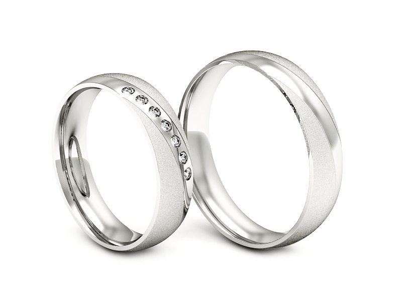 Obrączki z diamentami białe złoto 585 - P50160T193bms — zdjęcie 3