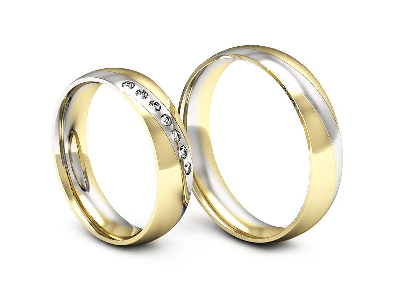 Obrączki ślubne z diamentami dwukolorowe - P50160T193zb — zdjęcie 3