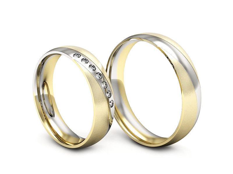 Obrączki ślubne z diamentami dwukolorowe - P50160T193zbmp — zdjęcie 3