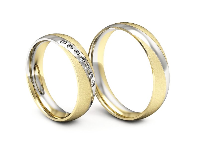 Obrączki ślubne z diamentami dwukolorowe - P50160T193zbms — zdjęcie 3